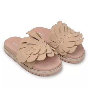 FARM RIO Monstera Platform Slide Anatomic Sandals Size 5 Almond Beige NEW